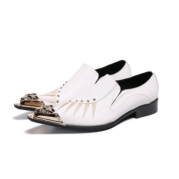  Bella Party Men's Dress Shoes Bridegroom White Genuine Leather Formal Office Oxfords MartLion - Mart Lion