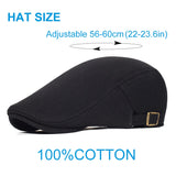  Cotton Adjustable Newsboy Caps Men's Woman Casual Beret Flat Ivy Cap Soft Solid Color Driving Cabbie Hat Unisex Black Gray Hats MartLion - Mart Lion