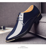 Men's Wedding White Shoes Rubber Sole Dress Lether Flats Patent Leather Shoes MartLion   