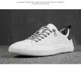 100% Genuine Leather Shoes Men's Sneakers White Cow Leather Casual Breathable MartLion   