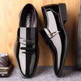 Men's Dress PU Leather Shoes Slip On Moccasin Glitter Formal Shoes Pointed Toe Mart Lion   