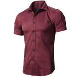 Bamboo Fiber Shirt Men Summer Short Sleeve Men's Dress Shirts MartLion   