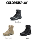 Warm Men's Military Boots Waterproof Leather Combat Plush Winter Snow Outdoor Army Anti-Slip Desert Mart Lion   