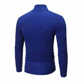 Autumn Winter Men's Solid Color Turtleneck T Shirts Slim Long Sleeve Black White Tops MartLion   