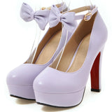 Comfy Elegant Women Shoes Bow Ankle Strap Ultra Mary Jane High Heeled Pumps MartLion purple 1 43 