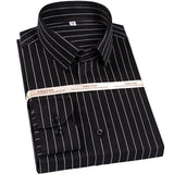 Men's Classic 100% Cotton  Striped Plaid Dress Shirt Without Pocket Long Sleeve Standard-fit Casual Checkered Shirts MartLion S1831 40 