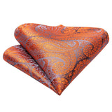 Barry Wang Men's Suit Vest Orange Paisley Waistcoat Silk Tailored Collar V-neck Check Vest Tie Set Formal Leisure M-2042 Mart Lion   