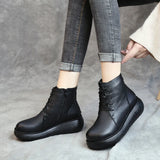 casual women's boots leather wild platform shoes waterproof women's  boots MartLion   