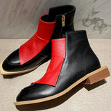 women ankle boots length shoes Two-color stitching and winter MartLion   
