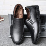 Men's Dress Shoes Genuine Leather Breathable Middle Aged Round Toe Wedding Footwear Flat Mart Lion   