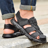 Genuine Leather Casual Shoes Men's Classic Sandals Summer Outdoor Walking Sneakers Breathable Sandals MartLion   