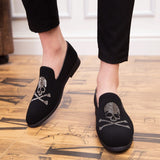 Men's Suede Leather Loafers Casual Metal Skull Decoration Moccasins Oxfords Shoes Party Footwear Slip-On Driving Flats Mart Lion   