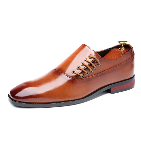 Men's Leather Shoes Style Formal Dress Wedding Red Wine British Style Office Lace-Up Leather Loafers MartLion Yellow 6 