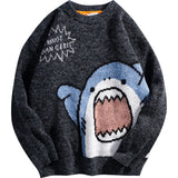 Shark Sweater Men's Winter Cartoon Harajuku Korean Y2k Oversized Turtleneck Hip Hop Loose Knit Jumper Pullover High Collar MartLion Black S China