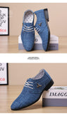 Men's Classic Shoes Dress Korea Pointed Toe Lace-Up Formal Wedding Blue Hemp Mart Lion   