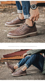 Men's PU Leather Shoes Winter Warm Flats Oxfords Causal Lace-Up