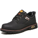 Winter Boots Leather Shoes Men's Work Safety Men's Indestructible Work Safety Boots Steel Toe Chelsea MartLion 1706-black 36 