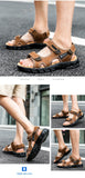 Summer Men's Sandals Outdoor Non-slip Beach Handmade Genuine Leather Shoes Sneakers Mart Lion   