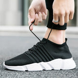 High Top Sock Sneakers Men's Shoes Unisex Basket Flying Weaving Breathable Slip On Trainers Shoes zapatillas mujer Mart Lion 3-Black White 5.5 