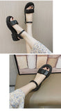 Muffin Platform Medium Heel Roman Sandals Women Summer Shoes Pure Color Casual Female Mart Lion   