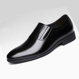 Classical Men's Dress Shoes Flat Formal Oxfords Casual Shoe PU Leather Slip-on Footwear Mart Lion Black 5.5 
