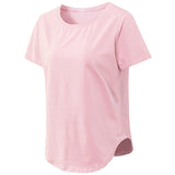 Women Crop Top Yoga Solid Short Sleeve Sport T-Shirt Loose Fitness Top Gym Seamless Basic Casual Running Top Training Shirt Mart Lion Pink S 