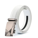 White Men's Belt Automatic Buckle Two-layer Cowhide Youth Korean Version Design Authentic Wild Youth Belt MartLion I 105cm (Waist 90cm) CHINA