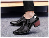 Men's Patent Leather Oxford Shoes Breathable Pointed Toe High Heels Formal Prom Dress Wedding Groom MartLion   