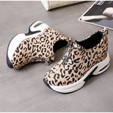 Women Sneakers Leopard Height Increasing Vulcanized Shoes Thick Bottom Zipper Wedges Ladies Casual MartLion   