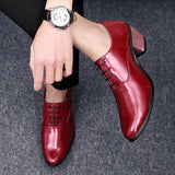 Men's Patent Leather Oxford Shoes Breathable Pointed Toe High Heels Formal Prom Dress Wedding Groom MartLion   