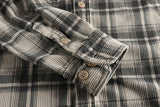 Plaid Woven Corduroy Men Shirts  Cotton  Heavy Washed Workwear Retro Western Style Casual MartLion   