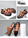 Men's Sandals Summer Genuine Leather Breathable Office Shoes Soft Handmade Hollows Outdoors Hiking MartLion   