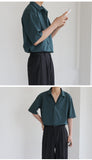 Summer Short Sleeve Shirts for Men  Casual Loose  Dark Green MartLion   