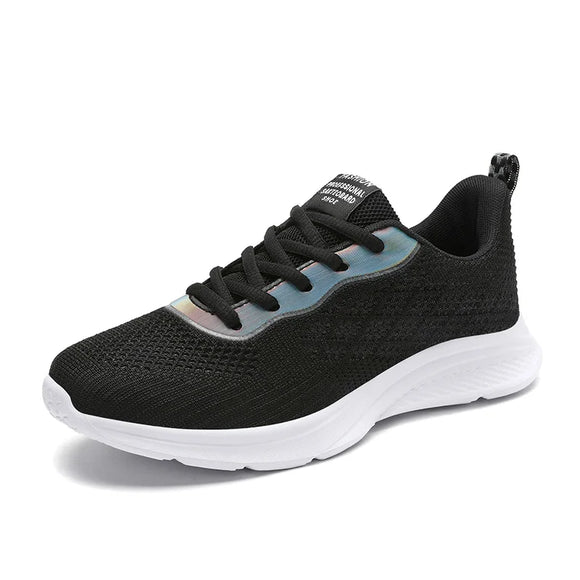Mesh Shoes Women Breathable Vulcanized Shoes Non-slip Running Trendy Casual Sneakers MartLion black 35 