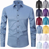 Four sided elastic shirt for men's shirt multi-color non ironing wrinkle resistant simple business dress casual shirt MartLion   