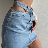 Waist Split Wrap Skirt Women Summer Slim Fit Denim Half-body Dress Female MartLion   