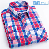 Cotton Plaid Casual Shirts Men's England Style Long Sleeve Turn Down Collar Breast Pocket Smart Dress MartLion 9007 7XL47 