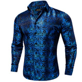 Paisley Floral Men's Shirt Silver White Casual Long Sleeve Social Collar Shirts Brand Button Blouses MartLion CY-2028-XZ0014 S 