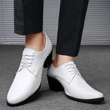Men's Red  White Luxury Oxford Shoes Height Increase Patent Leather Formal Office Wedding High Heels MartLion White 826 38 