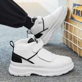 Autumn Men's Casual Sneakers Leather Chunky Platform High-top Shoes Ankle Boots Magic Tape Breathable Sport Mart Lion   