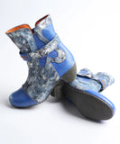  Autumn Women's Leather Printing Short Boots With Belt Buckle MartLion - Mart Lion
