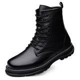 Genuine Leather Boots Men's Keep Warm Winter With Fur Ankle Dress Masculina Mart Lion Black 37 