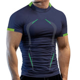 Summer Gym Shirt Sport T Shirt Men's Quick Dry Running Workout Tees Fitness Tops Short Sleeve Clothes Mart Lion navy S 