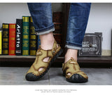 Men's Leather Sandals Summer Classic Shoes Slippers Soft Roman Outdoor Walking Footwear Mart Lion   