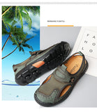Summer Men's Breathable Mesh Sandals Handmade Outdoor Shoes Casual Male Soft Walking Beach Mart Lion   