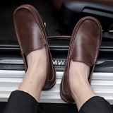Genuine Leather Men's Loafers Cow Leather Shoes Slip on Lazy Walking Sneakers Outdoor Casual Flats Mart Lion   