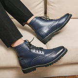 Brogue Boots High Top Microfiber Leather Men's Casual Shoes MartLion   