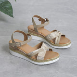 Summer Wedge Sandals for Women Buckle Strap Platform Rome Open Toe Thick Bottom No-Slip MartLion   