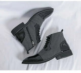 Black White Formal Shoes for Men Pointed Toe Leather Wedding Shoes High-top Dress Shoes Zapatos De Cuero MartLion   
