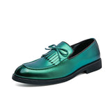 British Style Brogue Shoes Men's Slip-on Pointed Dress Leather Social Wedding MartLion green A30 38 CHINA